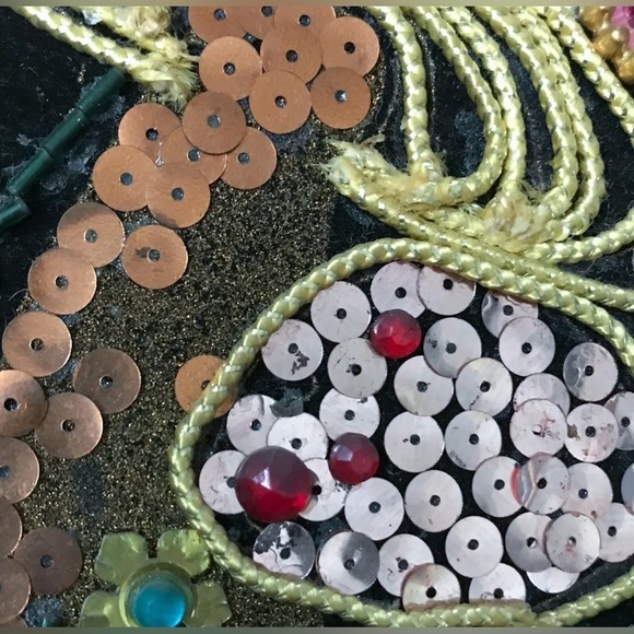 Vintage Mushroom Mixed Media Art On Velvet Whimsical Goblin Gremlin Fairy Core - Picture 5 of 7